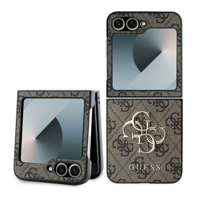 Guess Leather 4G Metal Logo Dėklas Samsung Galaxy Z Flip 6 - rudas Guess Leather 4G Metal Logo Dėklas Samsung Galaxy Z Flip 6 - rudas