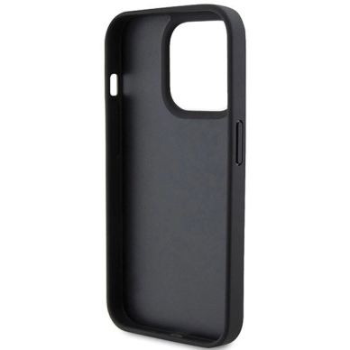 iPhone 15 Pro – Guess Leather 4G Stamped dėklas - Juodas 6