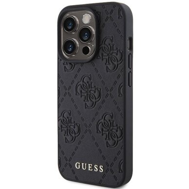 iPhone 15 Pro Max Guess Leather 4G Stamped dėklas – juodas 1