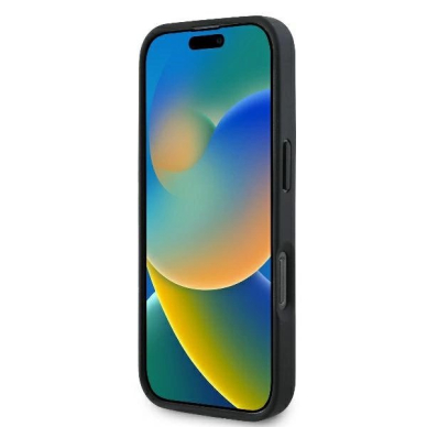 iPhone 16 Pro – Guess Leather 4G Triangle Strass dėklas - Juodas 4