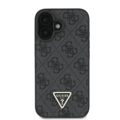 iPhone 16 Guess Leather 4G Triangle Strass MagSafe dėklas – juodas 2