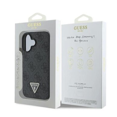 iPhone 16 Guess Leather 4G Triangle Strass MagSafe dėklas – juodas 7 iPhone 16 Guess Leather 4G Triangle Strass MagSafe dėklas – juodas 7