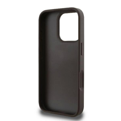iPhone 16 Pro – Guess Leather 4G Triangle Strass MagSafe dėklas - Rudas 6