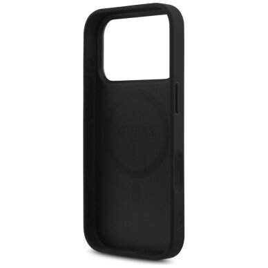 iPhone 17 Pro dėklas Guess Leather 4G Triangle Strass, MagSafe – juodas 6