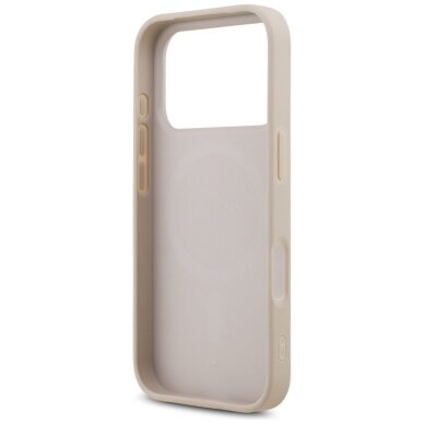 iPhone 17 Pro dėklas Guess Leather 4G Triangle Strass su MagSafe – rožinis 6