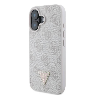 iPhone 16 – Guess Leather 4G Triangle Strass MagSafe dėklas - Rožinis 1
