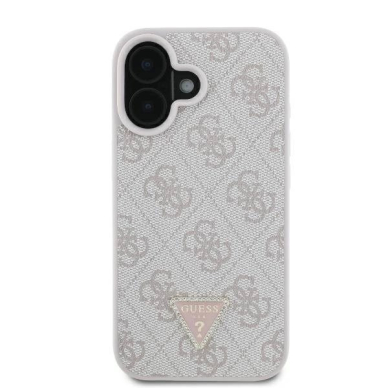 iPhone 16 – Guess Leather 4G Triangle Strass MagSafe dėklas - Rožinis 2