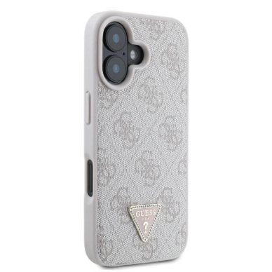 iPhone 16 – Guess Leather 4G Triangle Strass MagSafe dėklas - Rožinis 3