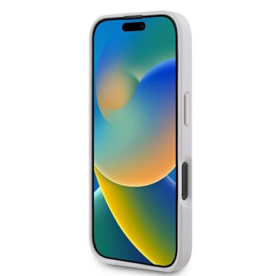 iPhone 16 – Guess Leather 4G Triangle Strass MagSafe dėklas - Rožinis 4
