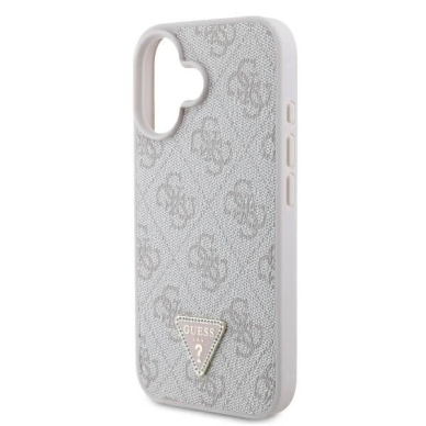 iPhone 16 – Guess Leather 4G Triangle Strass MagSafe dėklas - Rožinis 5