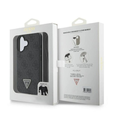 iPhone 16 Guess Leather Metal Logo Strass Crossbody dėklas - juodas 8