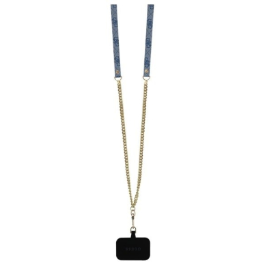 iPhone 16 – Guess Leather Metal Logo Strass Crossbody dėklas - Mėlynas 6