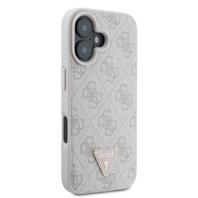 Dėklas Guess Leather Metal Logo Strass Crossbody iPhone 16 - Rožinis 3 Dėklas Guess Leather Metal Logo Strass Crossbody iPhone 16 - Rožinis 3