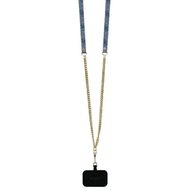 iPhone 16 Pro – Guess Leather Metal Logo Strass Crossbody dėklas - Mėlynas 7