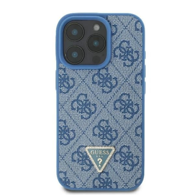 iPhone 16 Pro Max – Guess Leather Metal Logo Strass Crossbody dėklas - Mėlynas 2