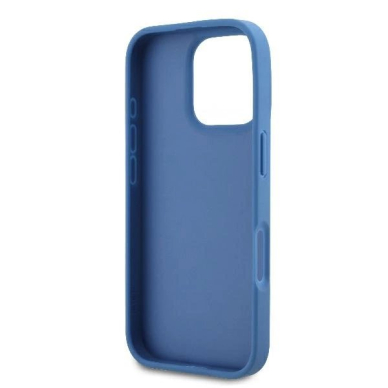 iPhone 16 Pro Max – Guess Leather Metal Logo Strass Crossbody dėklas - Mėlynas 6