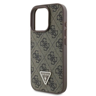 iPhone 16 Pro Max – Guess Leather Metal Logo Strass Crossbody dėklas - Rudas 5
