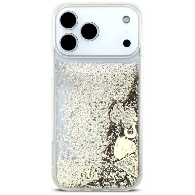 iPhone 17 Pro Max Guess Liquid Glitter 4 Charms dėklas – auksinis 2 iPhone 17 Pro Max Guess Liquid Glitter 4 Charms dėklas – auksinis 2