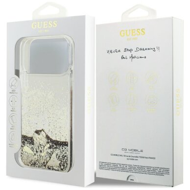 iPhone 17 Pro Max Guess Liquid Glitter 4 Charms dėklas – auksinis 7