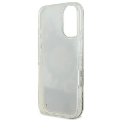 iPhone 16 – Guess Liquid Glitter Flower MagSafe dėklas - Smėlinis 6