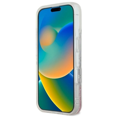iPhone 16 – Guess Liquid Glitter Flower MagSafe dėklas - Rožinis 4