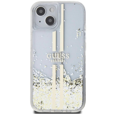 Originalus Guess dėklas Liquid Glitter Auksinis StripesiPhone 15 Plus / 14 Plus - transparent 2 Originalus Guess dėklas Liquid Glitter Auksinis StripesiPhone 15 Plus / 14 Plus - transparent 2
