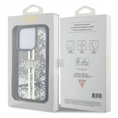 Originalus Guess dėklas Liquid Glitter Auksinis StripesiPhone 15 Pro - Juodas 7 Originalus Guess dėklas Liquid Glitter Auksinis StripesiPhone 15 Pro - Juodas 7