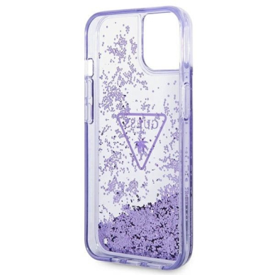 Guess Liquid Glitter Palm Collection Dėklas skirtas iPhone 14 Plus 6.7&quot; - Violetinis 6