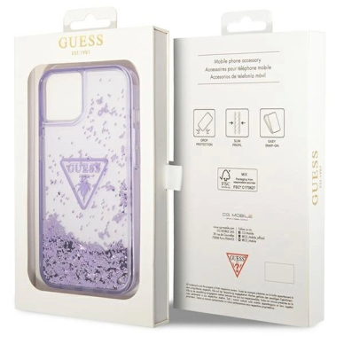 Guess Liquid Glitter Palm Collection Dėklas skirtas iPhone 14 Plus 6.7&quot; - Violetinis 7