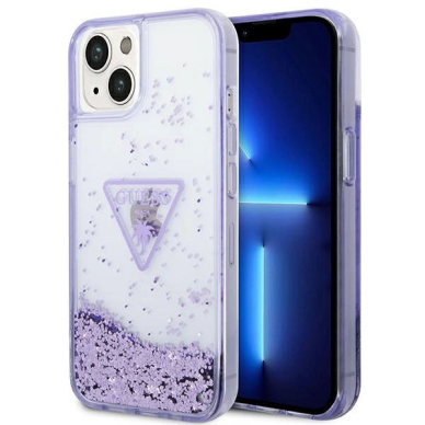 Guess Liquid Glitter Palm Collection Dėklas skirtas iPhone 14 Plus 6.7&quot; - Violetinis