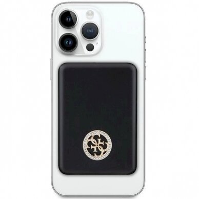 Guess MagSafe 4G Strassed Metal Logo induction power bank 15W 5000mAh - Juodas 1 Guess MagSafe 4G Strassed Metal Logo induction power bank 15W 5000mAh - Juodas 1