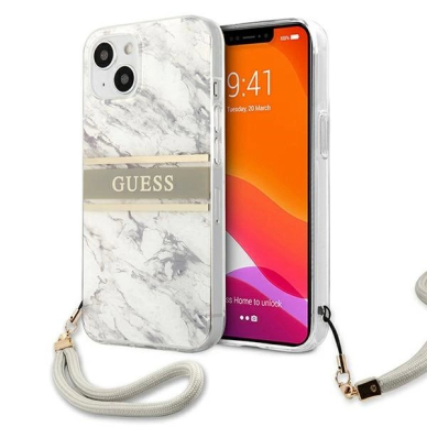 Guess Marble Strap Collection dėklas iPhone 13 mini 5.4" - pilkas