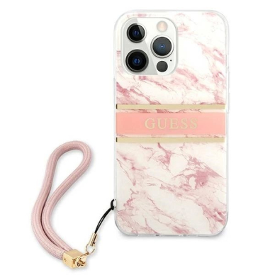 Guess Marble Strap Collection iPhone 13 Pro Max 6.7&quot; Dėklas - Rožinis 2
