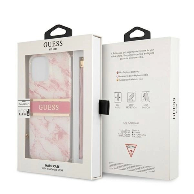 Guess Marble Strap Collection iPhone 13 Pro Max 6.7&quot; Dėklas - Rožinis 7
