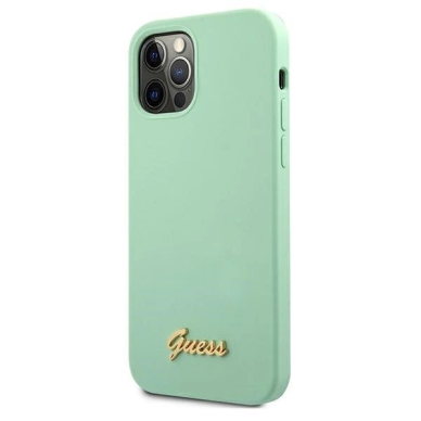 Guess Metal Logo Script Dėklas skirtas iPhone 12 Pro Max 6.7&quot; - Žalias 1