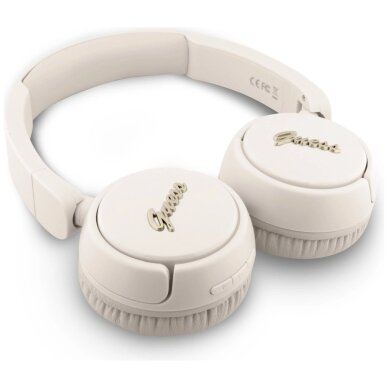 Belaidės ausinės Guess Metal Logo Script Over-Ear – smėlio spalvos 2