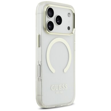iPhone 17 Pro Guess Metal Outline MagSafe dėklas – auksinis 3