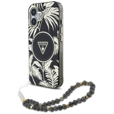 Guess Palm Trees Triangle Pearl Strap MagSafe Dėklas skirtas iPhone 16 Juodas Guess Palm Trees Triangle Pearl Strap MagSafe Dėklas skirtas iPhone 16 Juodas