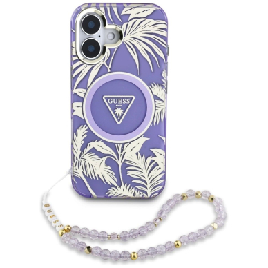 Guess Palm Trees Triangle Pearl Strap MagSafe Dėklas skirtas iPhone 16 Violetinis 1 Guess Palm Trees Triangle Pearl Strap MagSafe Dėklas skirtas iPhone 16 Violetinis 1