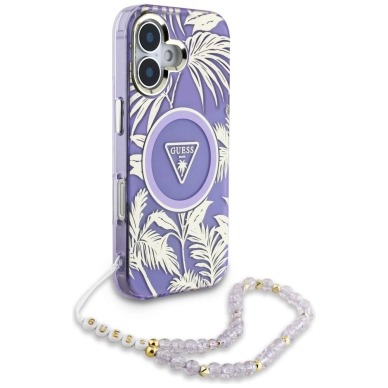 Guess Palm Trees Triangle Pearl Strap MagSafe Dėklas skirtas iPhone 16 Violetinis 2 Guess Palm Trees Triangle Pearl Strap MagSafe Dėklas skirtas iPhone 16 Violetinis 2
