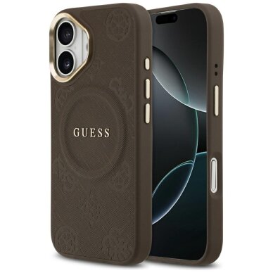 iPhone 17 Guess Peony Hot Stamp MagSafe dėklas – rudas