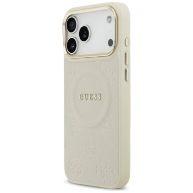 iPhone 17 Pro Max Guess Peony Hot Stamp MagSafe dėklas – smėlinis 1