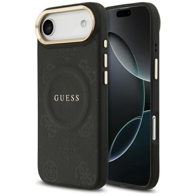 iPhone Air Guess Peony Hot Stamp dėklas su MagSafe – juodas