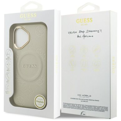 iPhone 17 Guess Peony Hot Stamp MagSafe dėklas – smėlinis 7