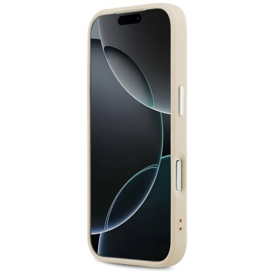 iPhone 17 Pro Guess Peony Hot Stamp Script MagSafe dėklas – smėlinis 4