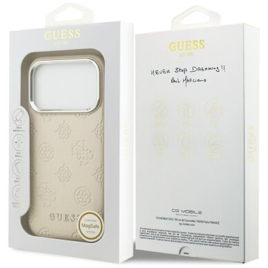 iPhone 17 Pro Guess Peony Hot Stamp Script MagSafe dėklas – smėlinis 7