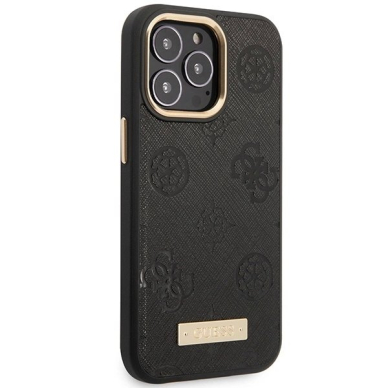 Guess Peony Logo Plate MagSafe Dėklas skirtas iPhone 14 Pro Max 6.7" - Juodas 3
