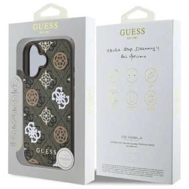 iPhone 16 Guess Peony On 4G Background MagSafe dėklas - rudas 7