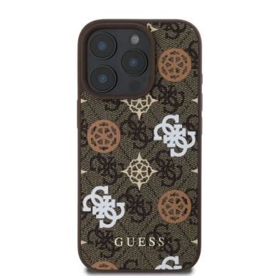 iPhone 16 Pro Guess Peony On 4G Background MagSafe dėklas - rudas 1