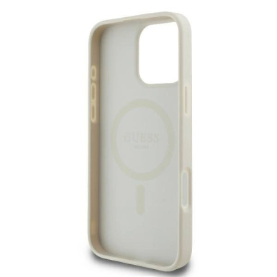iPhone 16 Pro Max – Guess Peony Script Logo MagSafe dėklas - Baltas 6